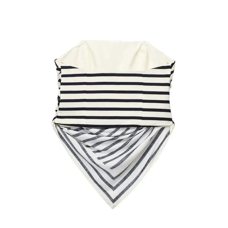 

Women's Asymmetric Design Wrap Scarf Stripe Tube Top ort Length 3D Elements Spring Faion Polyester Vest Strapl Blouse