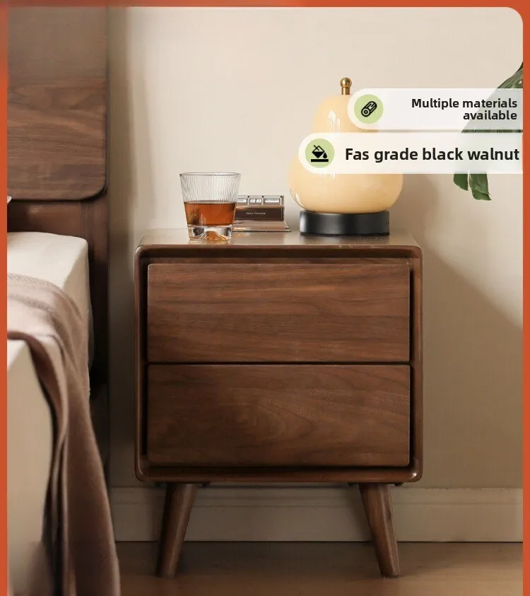 

Solid wood bedside table Household bedroom Black walnut chest of drawers Storage cabinet Modern simple bedside table