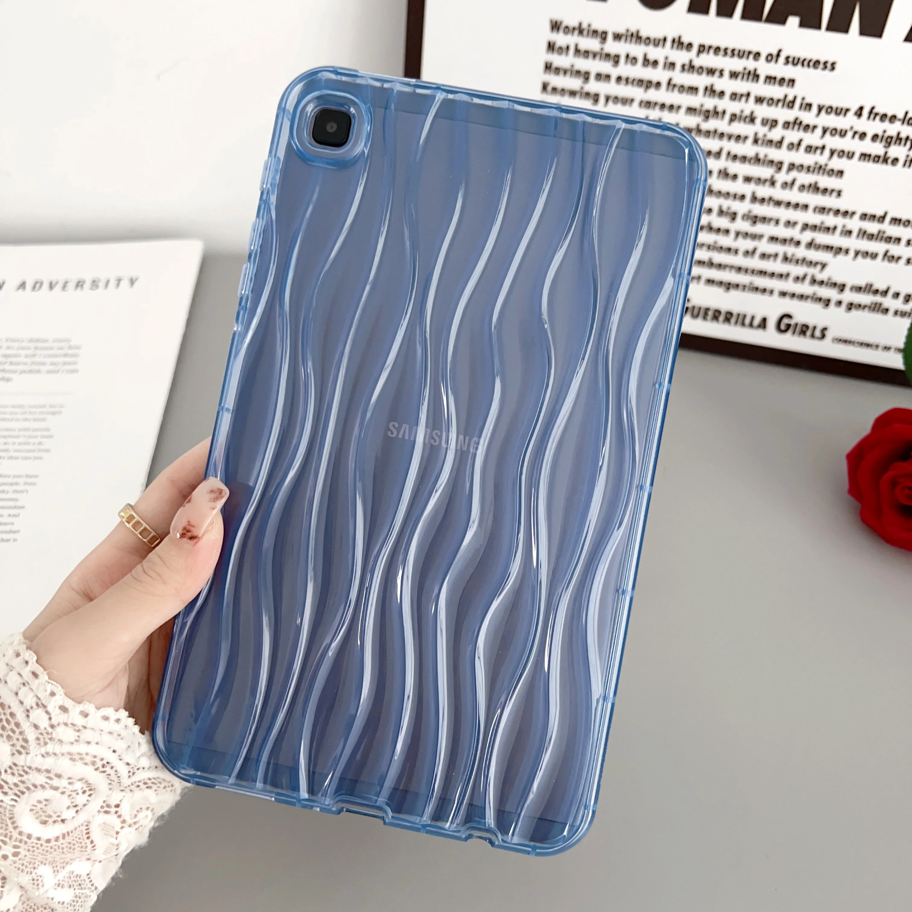 Para ipad 10 2022 10.9 7th 8th 9th 10.2 ar 3 pro11 mini 4/5/6/7 a16 11 polegadas 2025 tablet capa casos onda textura caso transparente