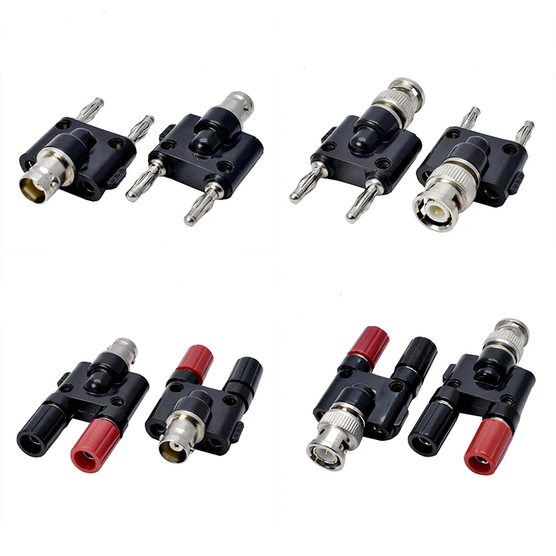 5Pcs Q9 BNC Banana Turn Two Dual 4mm Banana Male Female Jack Coaxial Connector BNC Tee Type 3Way Splitter RF Adapter