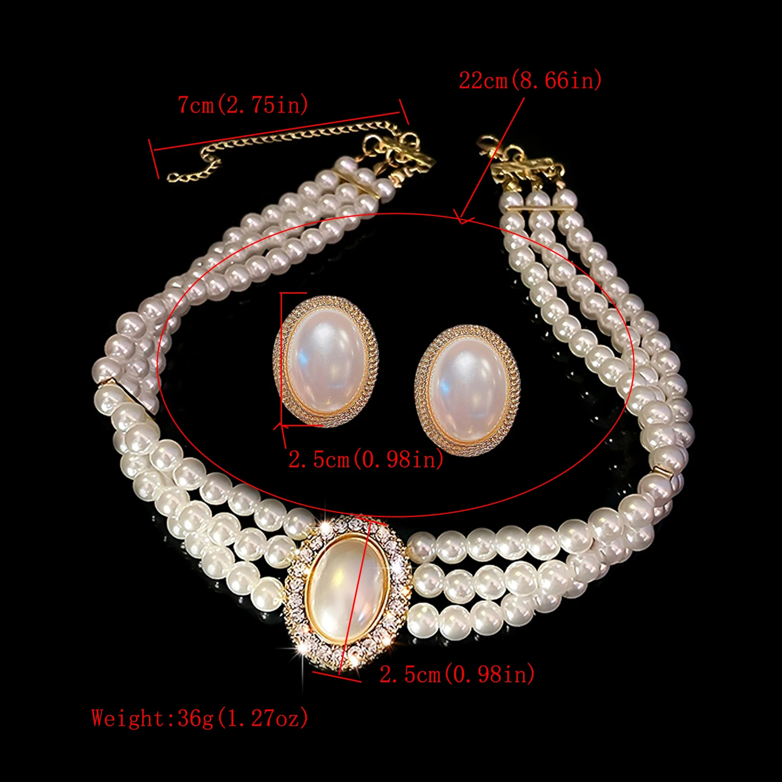 Women\'s Fashion New Pearl Necklace Bridal Wedding Dress Wedding Dress Performance jewelry Set Girls Birthday Party Gift