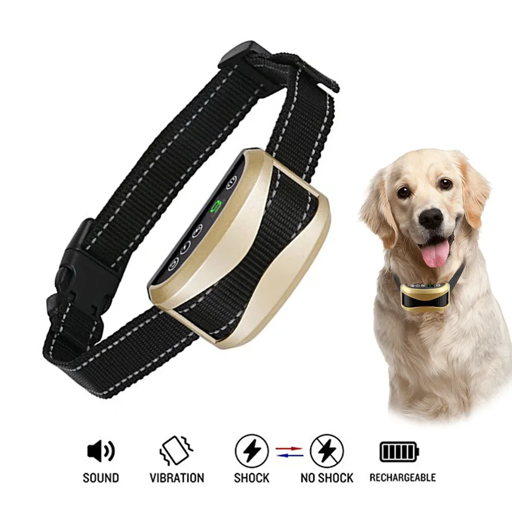 

New Dog Bark Stopper Shock Collar Rechargeable Automatic Anti Bark Collar Adjustable Rainproof for Dog Training Dog Accessories