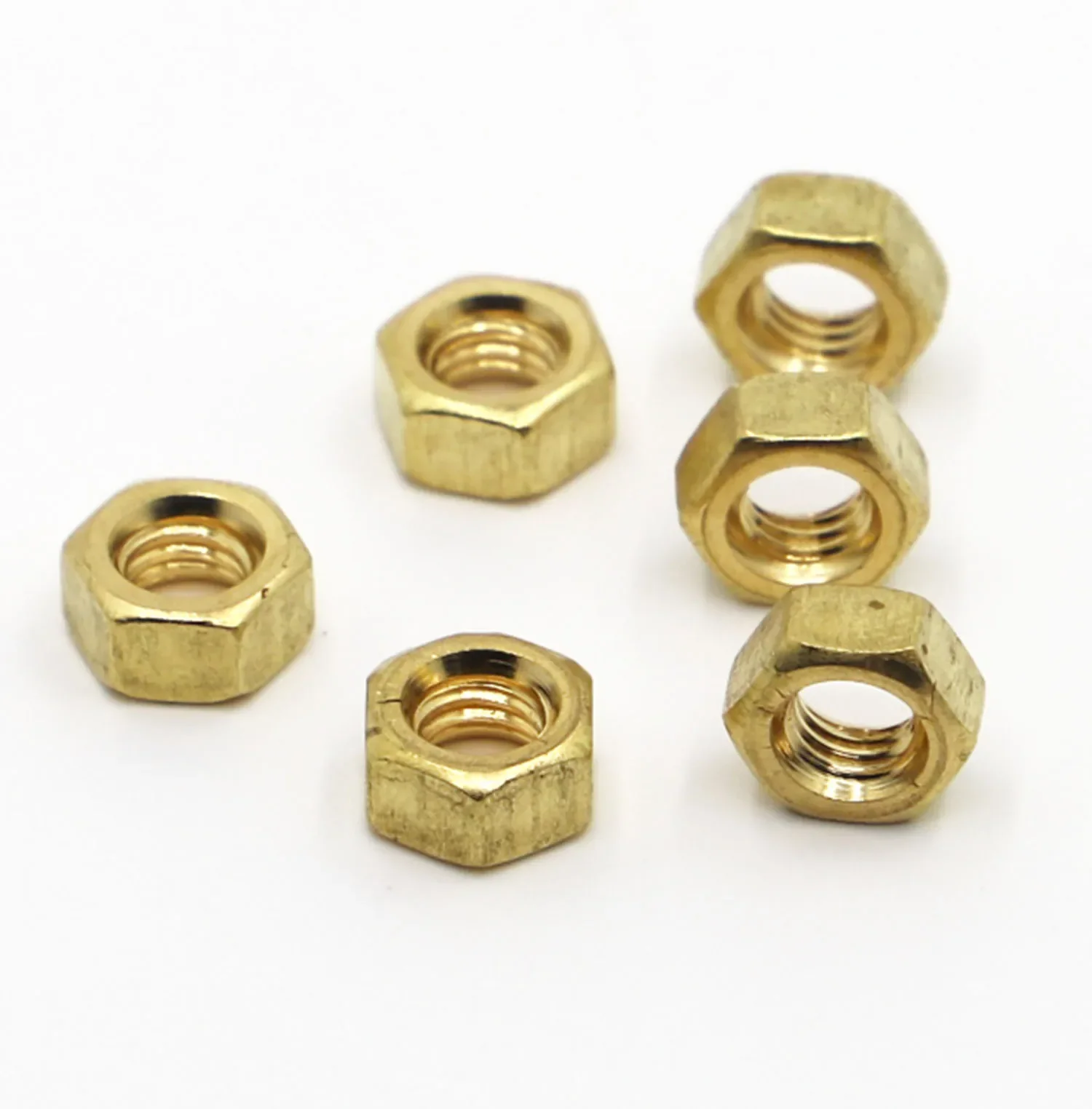 1-50pcs DIN934 Solid Brass Copper Hex Hexagon Nut for M1.6 M2 M2.5 M3 M4 M5 M6 M8 M10 M12 Screws Bolts