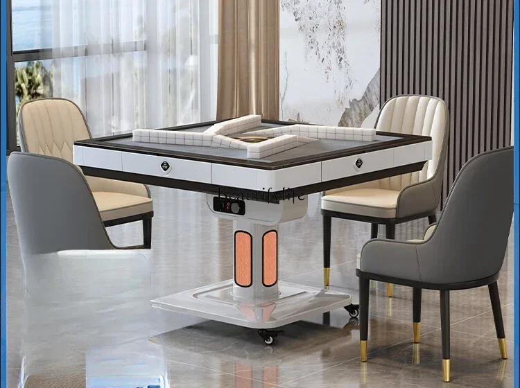 

Folding mahjong machine, automatic household dining table, dual-purpose bass free push card roller coaster