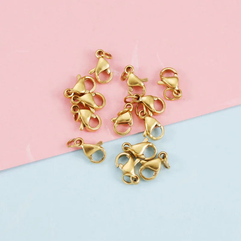 50pc fine plated stainless steel lobster buckle  jewelry accessory connection buckle 9/10/13mm jewelry buckle inside the furnace