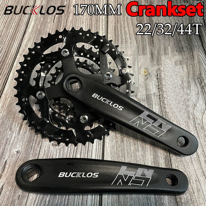 

BUCKLOS Bicycle Crankset 104/64BCD MTB Crank Set 22/24/26/32/38/42/44T Bike Chainring 170mm Square Hole Crank Bracket Bike Part