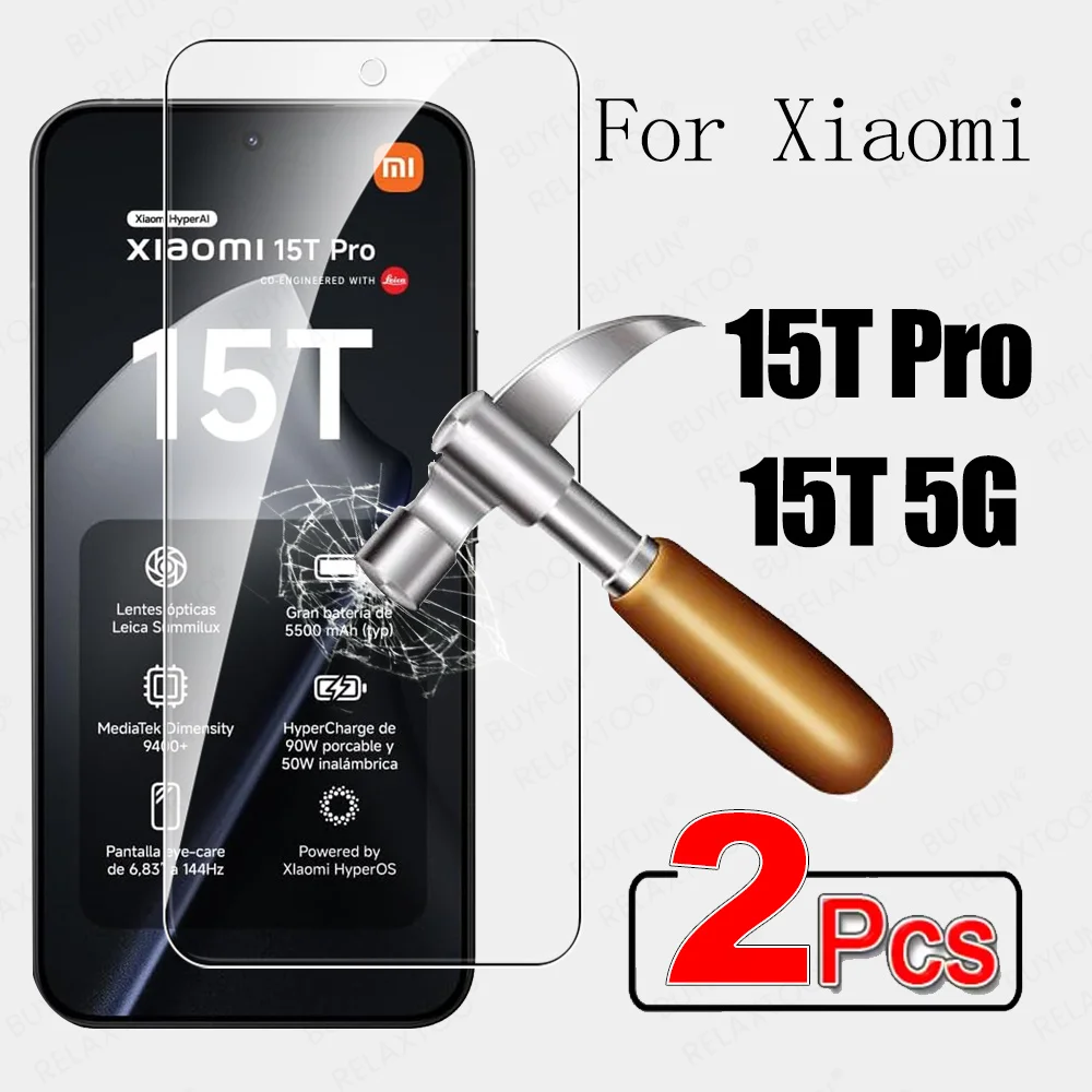 2 قطعة واقي شاشة من الزجاج المقسى لهاتف Xiaomi 15T Pro Glass Xiaomi15T Xiaomi15TPro Mi 15TPro 15 T T15 5G Global 6.83 بوصة ميكا