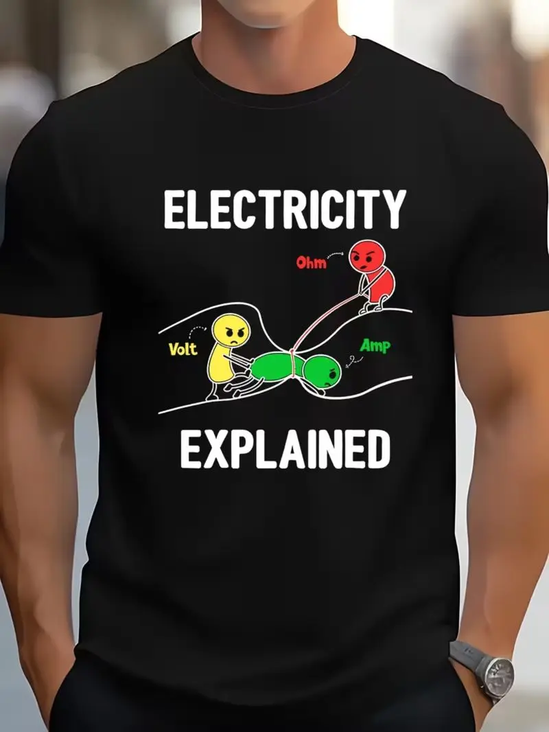 Electricity Principles T-Shirt Ohm's Law And Circuit Diagrams Voltage Current Funny Electrician Physics Teacher Engineer Gift