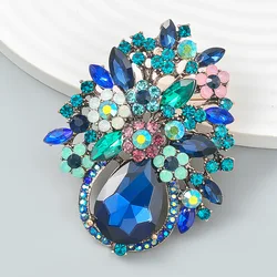 Luxury Women Men Full Rhinestone Exquisite Badges Brooch Pin Fashion Trendy Crystal Flower Jewelry Party Banquet Buckle Pins