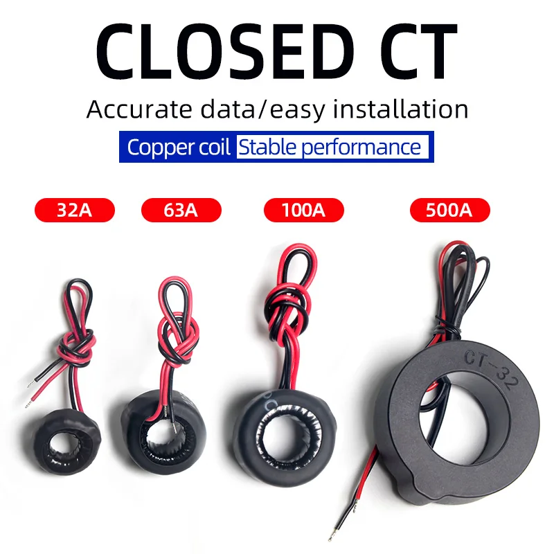 High Stability Split Core Current Transformer Open Type Coil CT AC 32A 63A 100A 500A Clamp Sensor