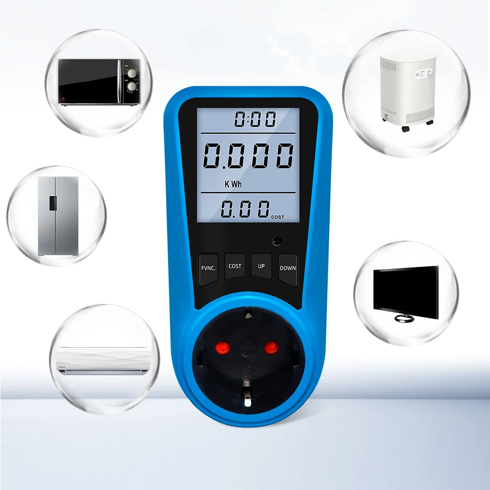 Digital Wattmeter EU Plug Socket Current Meter Voltmeter AC Power Meter Time Watt Power Energy Tester US UK AU FR BR IT Plug