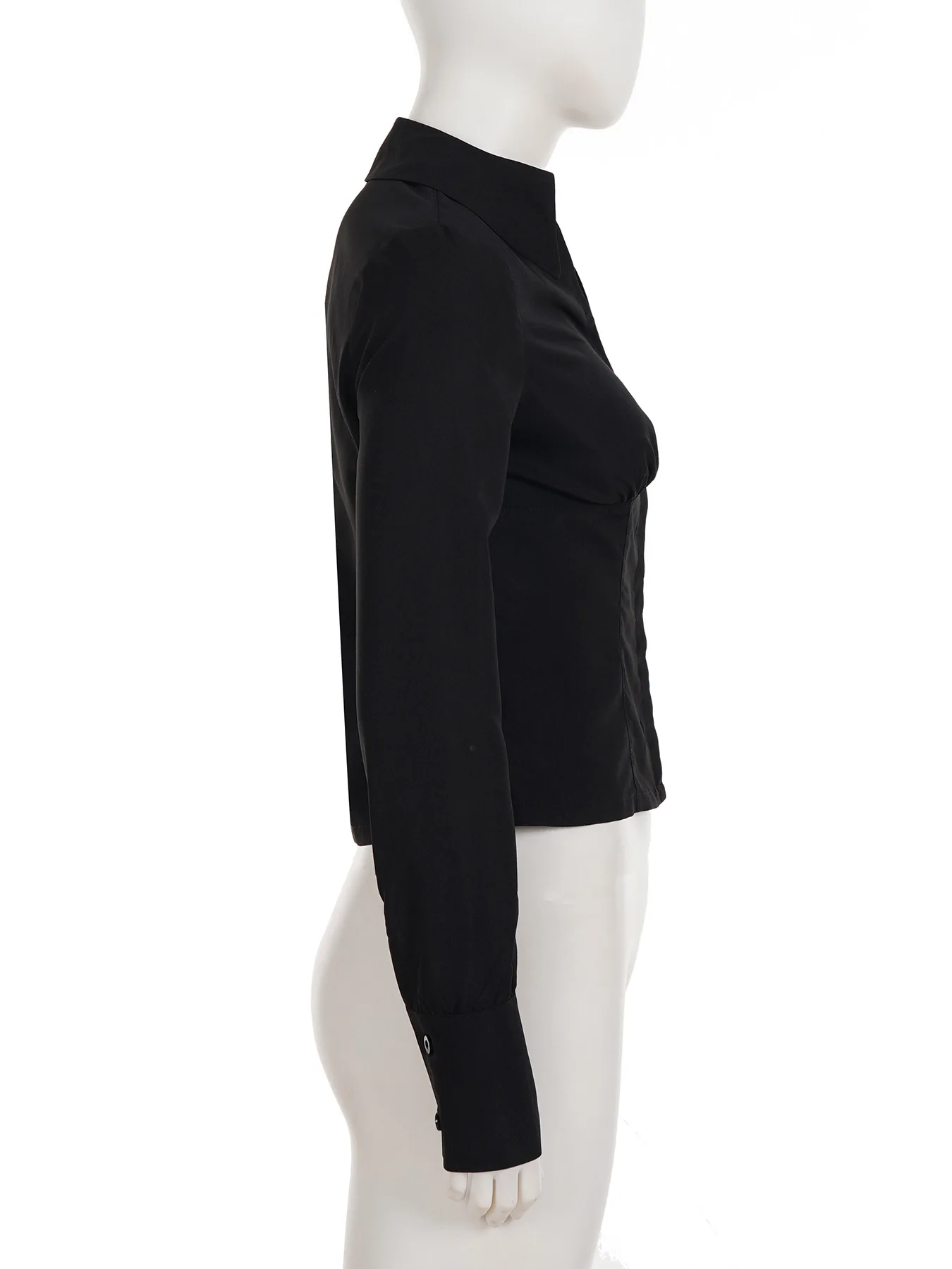 ใหม่จีบหน้าอกตะขอห่วงคาร์ดิแกนแขนยาวเปิดลงปกเผ็ดสาวเอว cinching เสื้อ