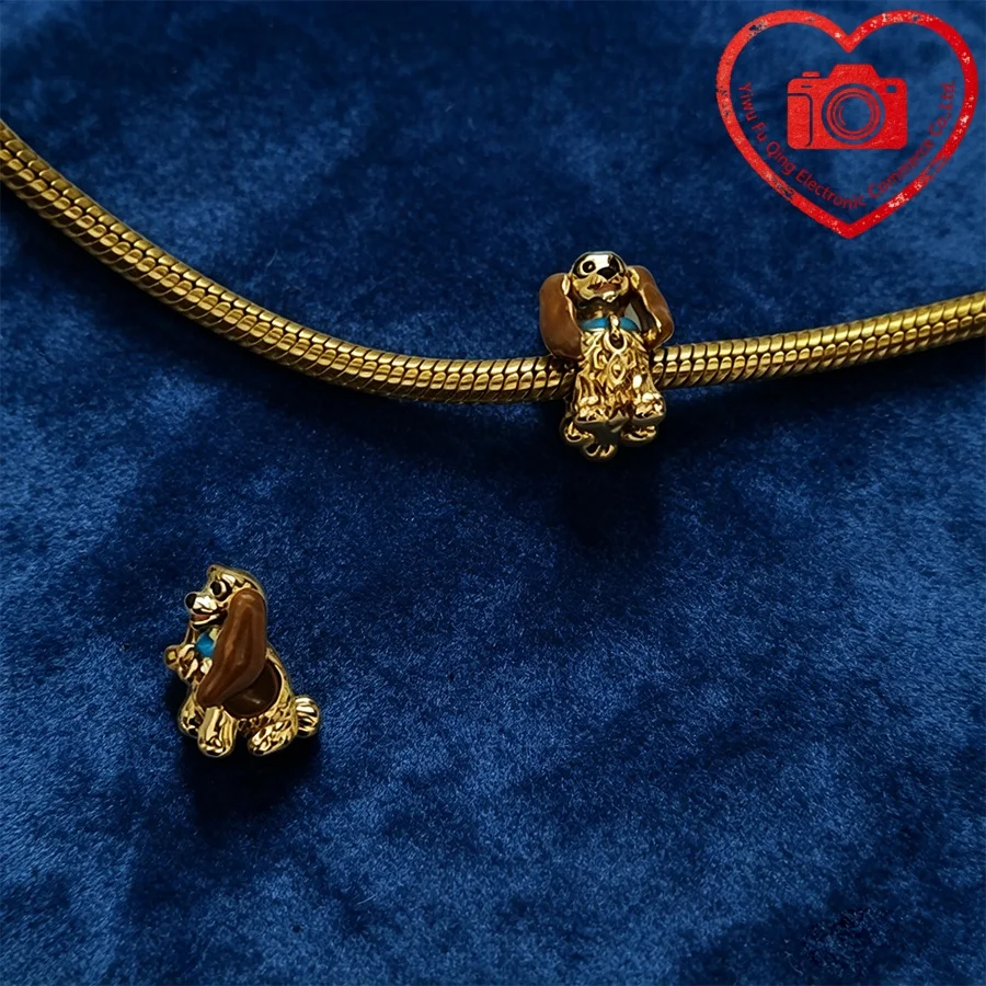 Hot Sale Gold Plated Original Charms Mickey Mouse Safety Chain Pet Dog Beads Fit Bracelets Accessories DIY Women Jewelry Gifts view 5