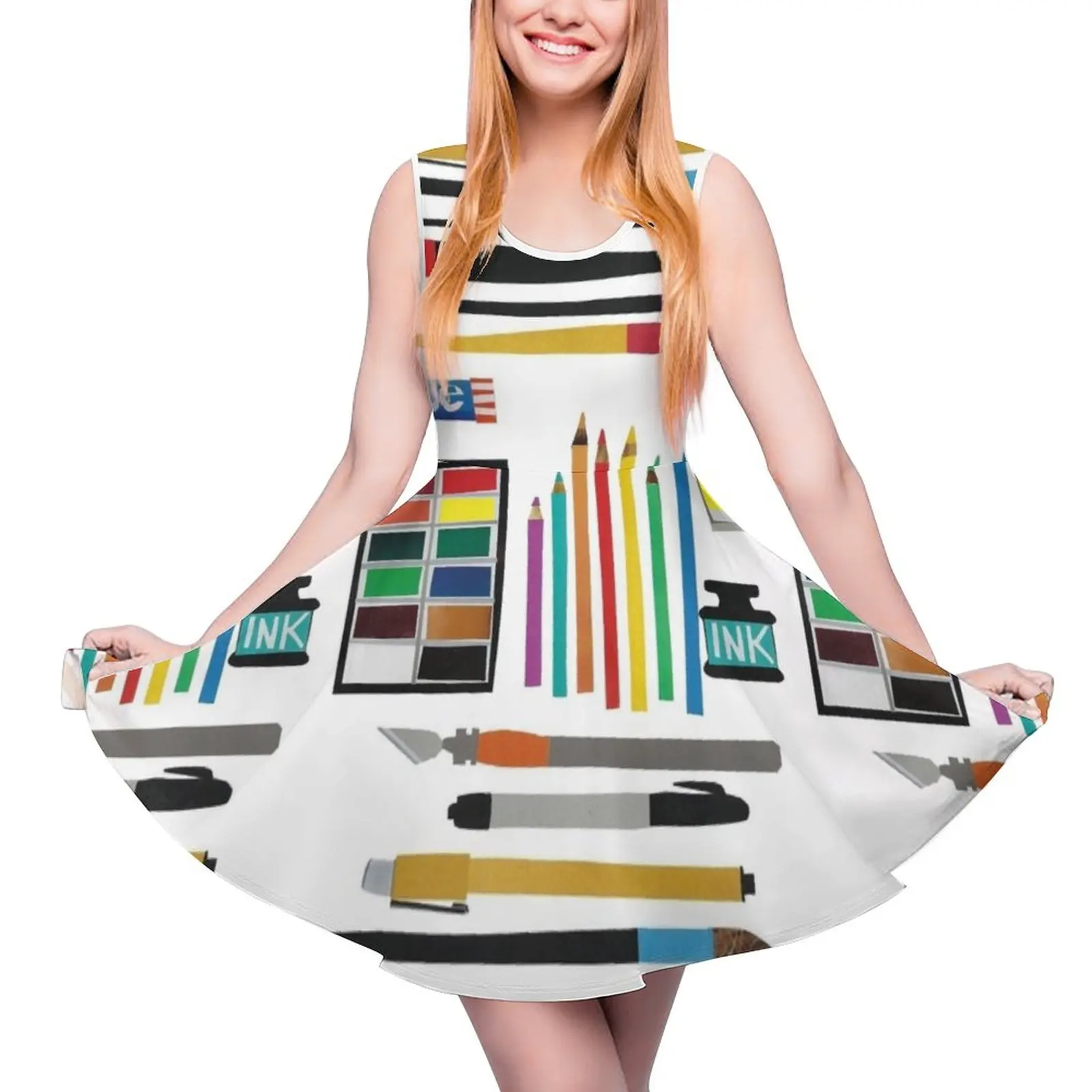 

Art Supplies Collage Sleeveless Dress women formal occasion dresses summer dresses ladies 2024