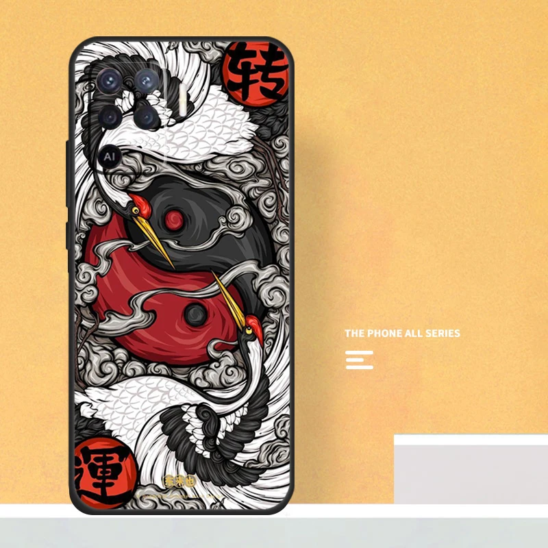 Art Crane Waves For OPPO A96 A76 A16 A54 A74 A94 A98 A78 A58 A5 A9 A52 A72 A53S A54S A15 A17 A57 A77 Case image 6