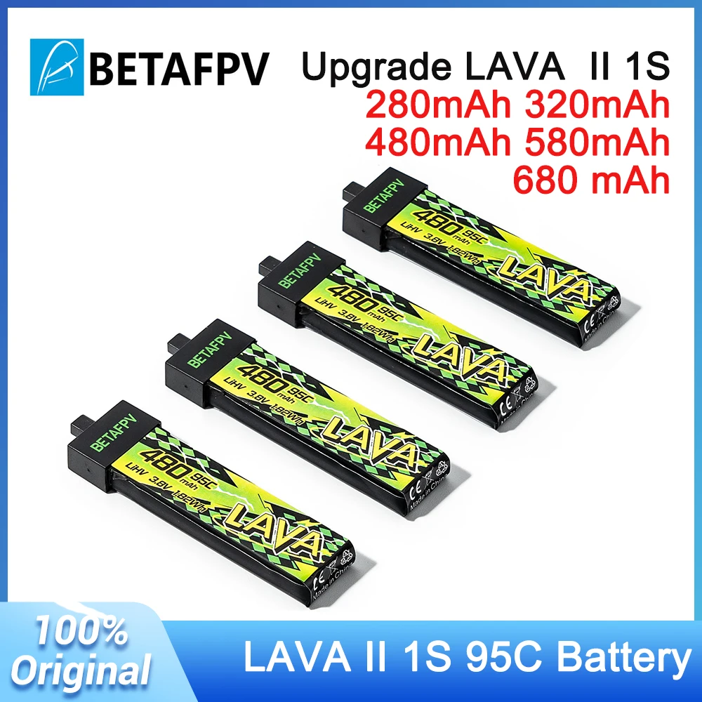 بطارية BETAFPV LAVA II 1S 95C جديدة 280 320 480 580 680 mAh 3.8V LiHV بطارية BT2.0 لـ Air65, Air75, Meteor75 Pro, Cetus Pro X #1