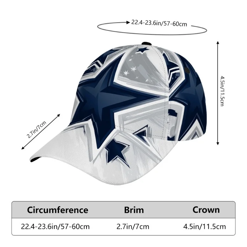 Blue Star design printed classic baseball cap - lightweight and adjustable, perfect for everyday casual wear. It's an ideal gift