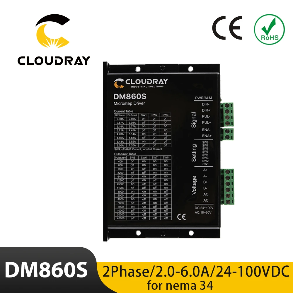 

DM860S Stepper Motor Driver 24-100VDC 18-80VAC for Nema 34 Stepping Motor Controller CNC Engraving Machine