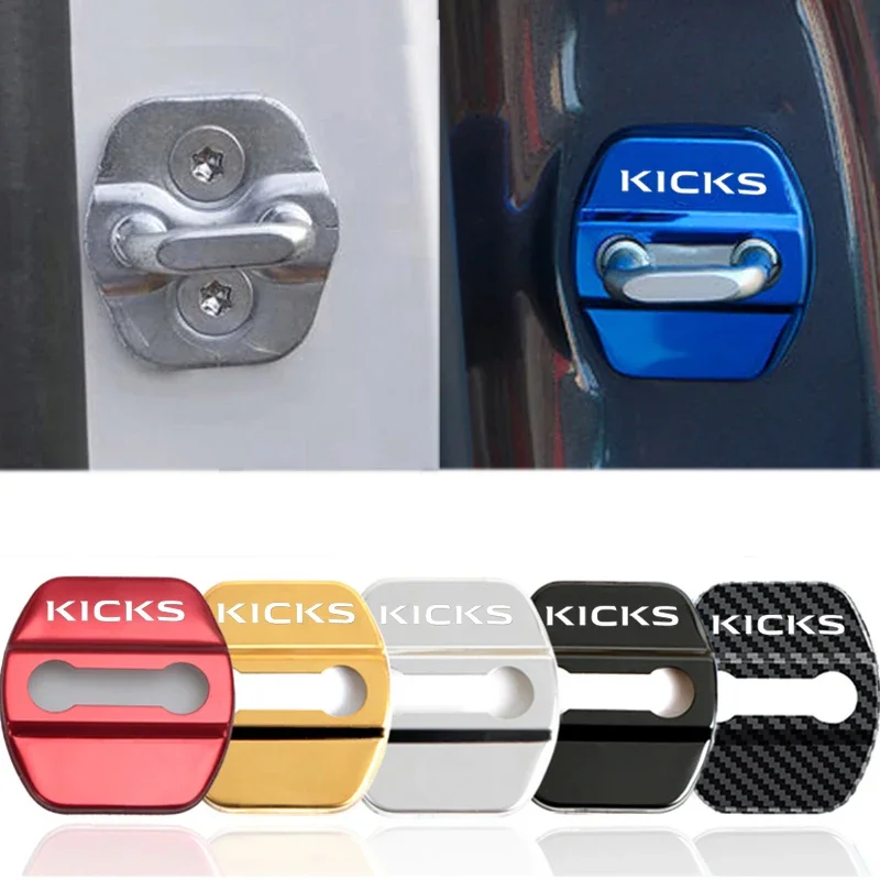 4PCS Stainless Steel Car Door Lock Covers Anti-rust Buckle Stickers for Nissan Kicks Auto Door Protection Case Accessories