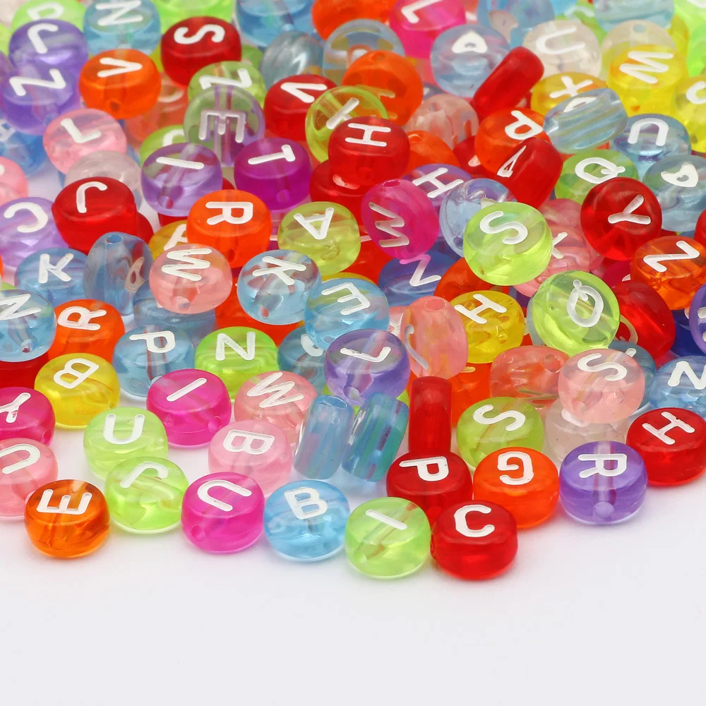 Flat Round Acrylic Beads Letters Beads Necklaces Bracelets 4x7mm Number Smiling Beads For Jewelry Making DIY Jewelry Accessories