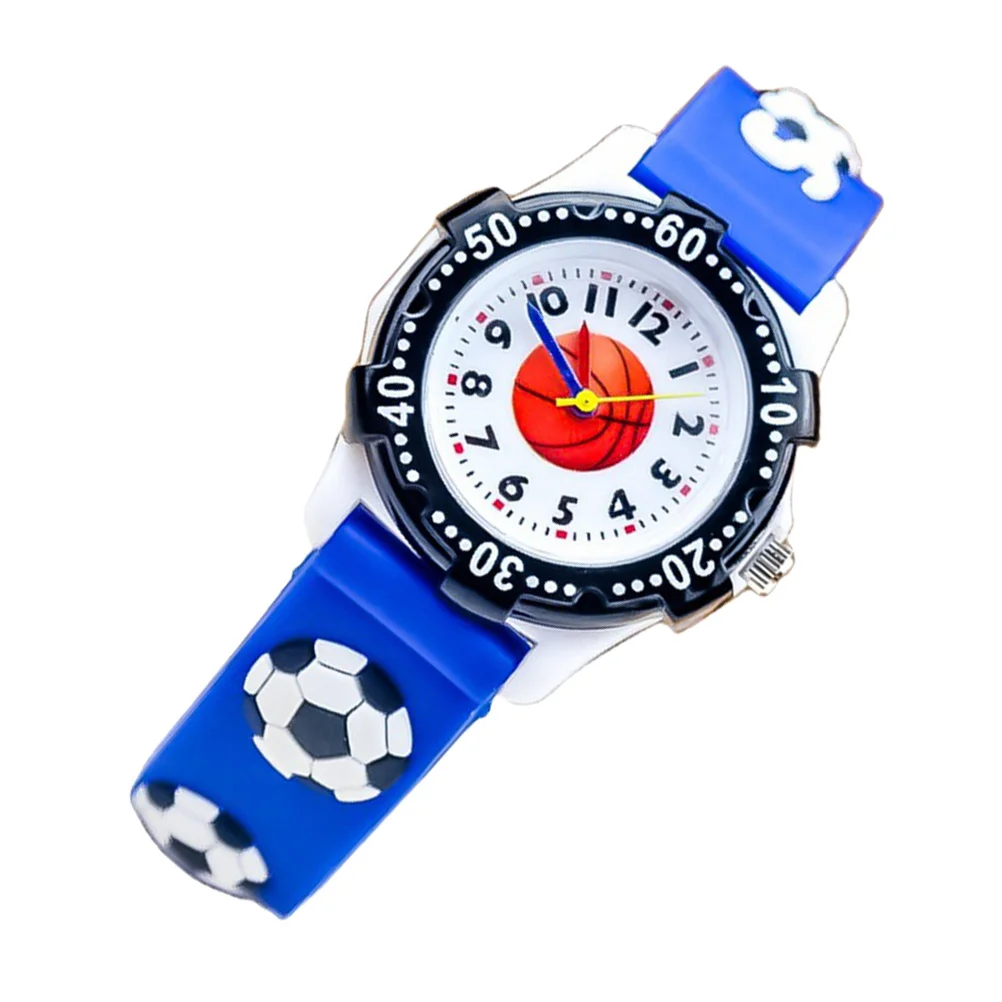 Adorable Kids Cartoon Basketball Pattern Digital Wrist Watch Adjustable Strap Boys Sports Theme Children Belt Time Learning