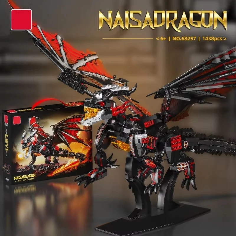 

LEYI SaDan Fire Dragon Building Blocks Set, Creative Monster Model Bricks, DIY Assembly Toys for Kids & Adults, Home Decoration