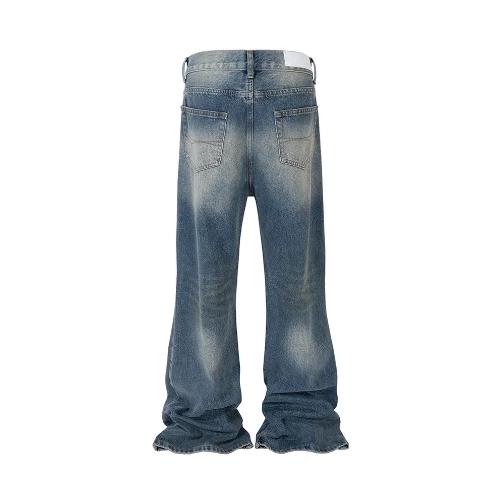 Nieuwe Streetwear Gewassen Blue Baggy Jeans Voor Mannen Ropa Hombre Vintage Straight Casual Flare Denim Broek Oversized Cargo Broek