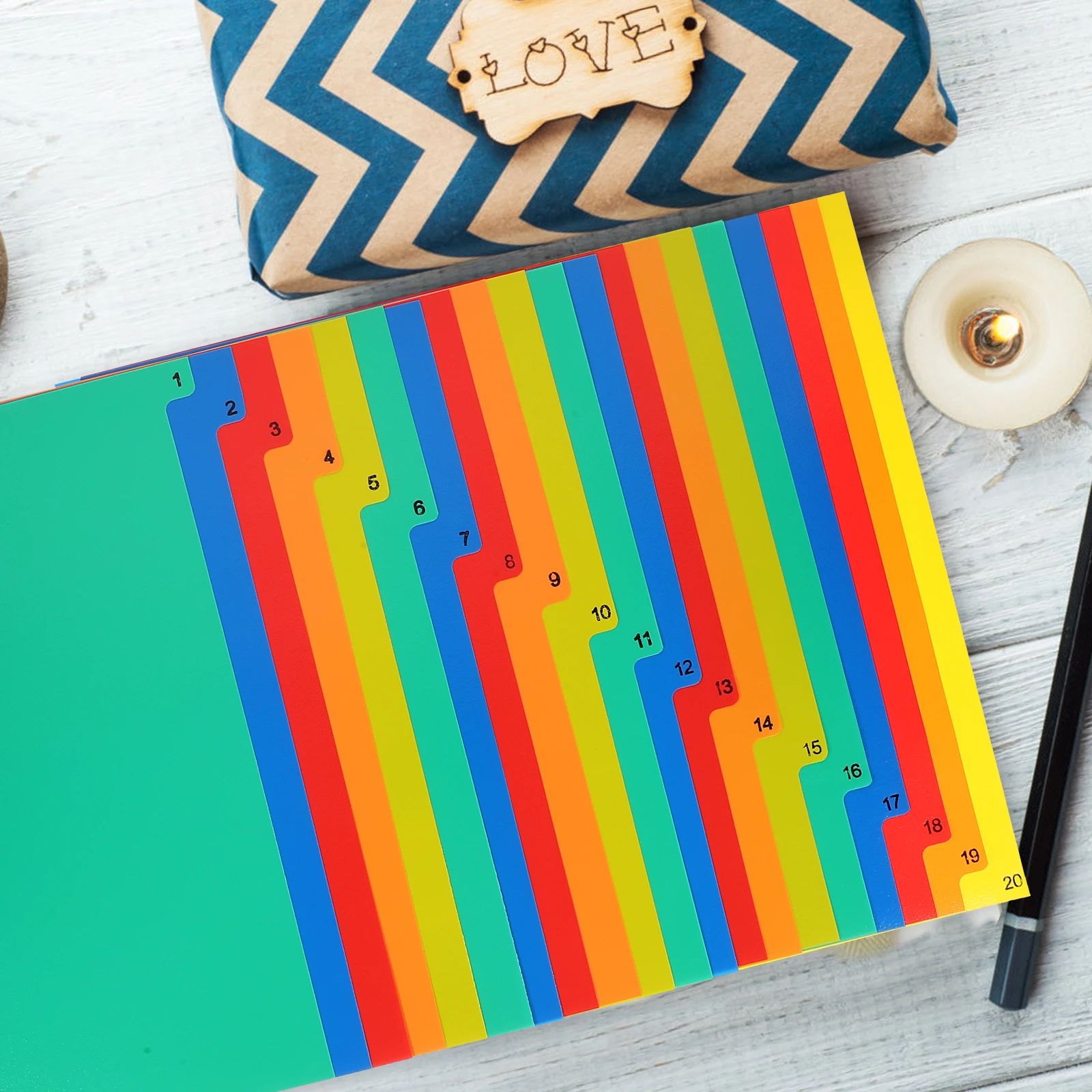 

20pcs A4 File Dividers Plastic Notebook Index Tabs Page Markers Binder Separators Classification Loose Leaf Folder Organizers