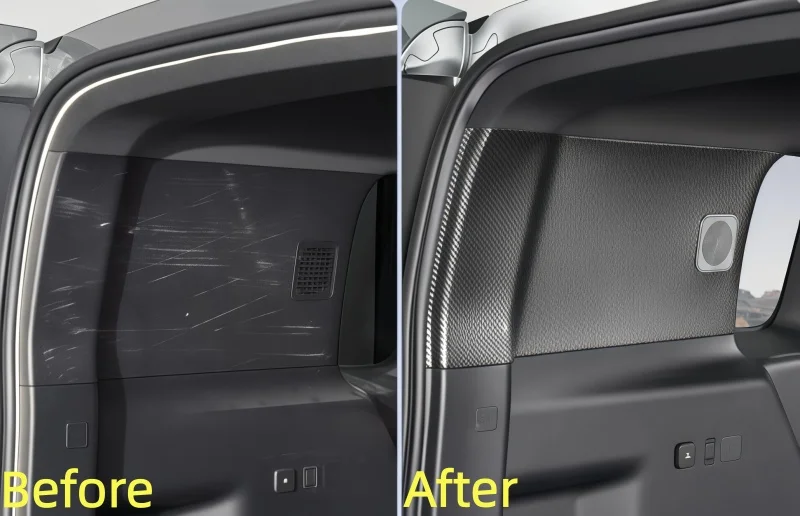 Car Trunk D-pillar Kick Plate Fit for BYD Leopard 7 Titanium 7 25-26 Modified Carbon Fiber Patterned D-pillar Decorative Panel