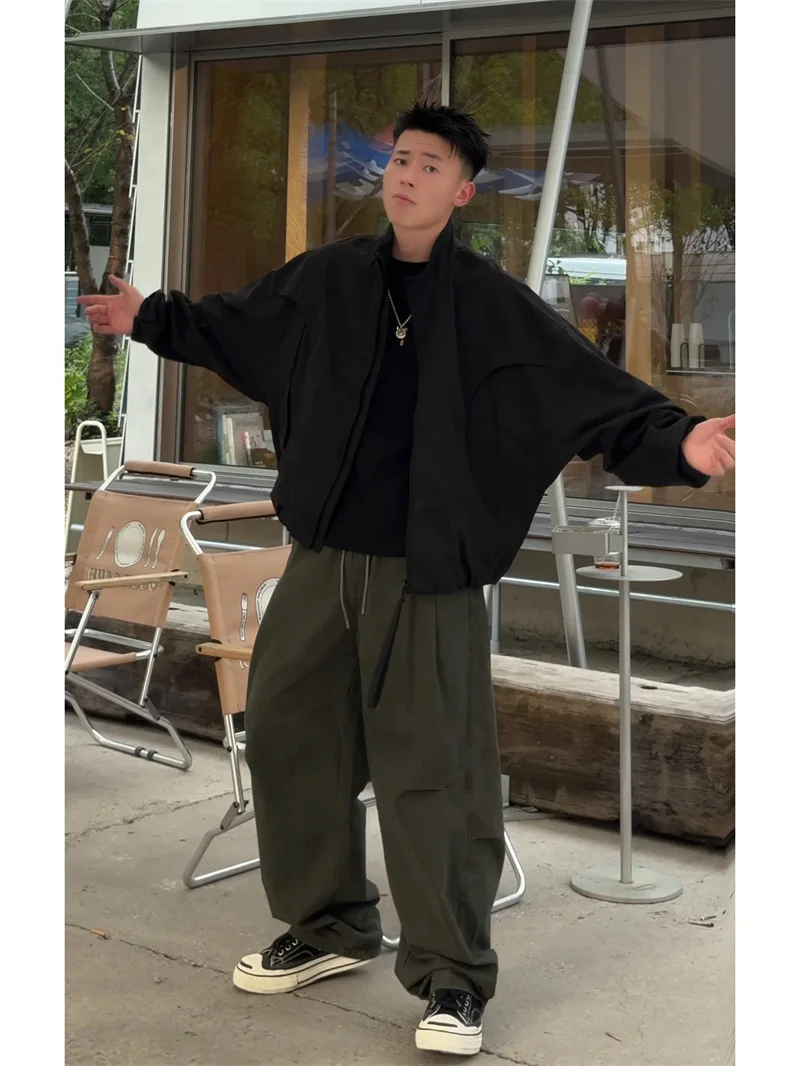 

American Sle ort Flight Jaet Men's Autumn Winter Design Sense Splicing Bomber Downproof Casual Faion Polyester Fiber