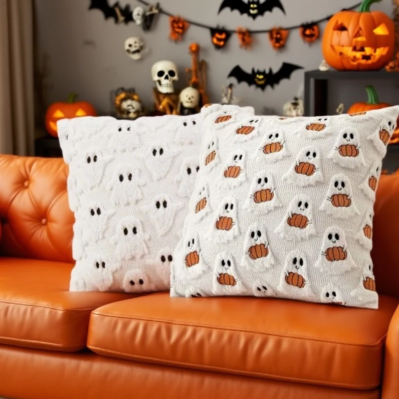 

Little Devil Plush Pillowcase 45 * 45cm Halloween Decor Pillow Case Funny Ghosts Print Cushion Cover Home Party Decorations