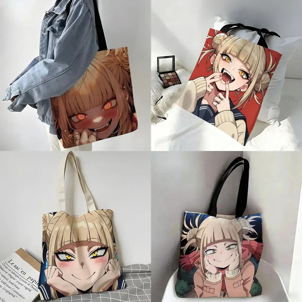 Bolsas de almacenamiento, bolso de lona, ​​bolso festivo de gran capacidad para picnic, viajes, compras, My Hero Academia Himiko Toga