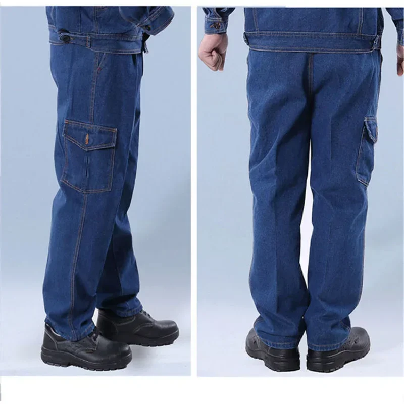 Working Pants Men's Auto Repair Labor Anti Spark Welding Trousers Denim Safety Clothing Welder Worker Flame Retardant Clothing