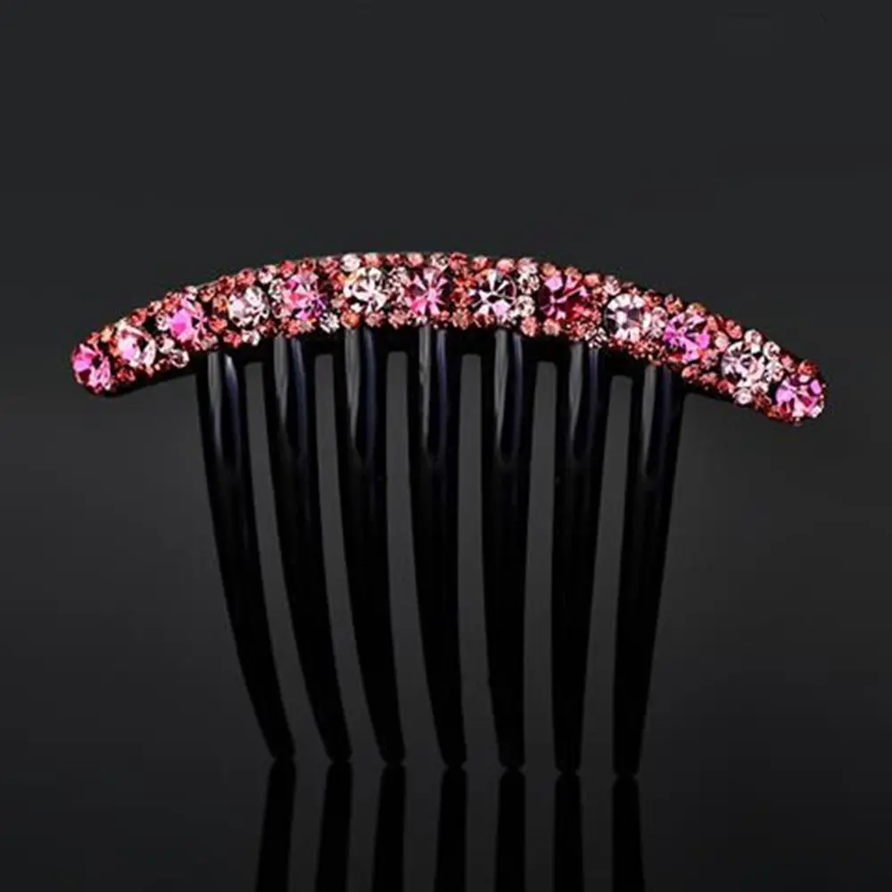 Grace Minority Colorful Acrylic Temperament Women Korean Style Headwear Rhinestone Hair Comb Hair Accessories Seven-tooth Comb