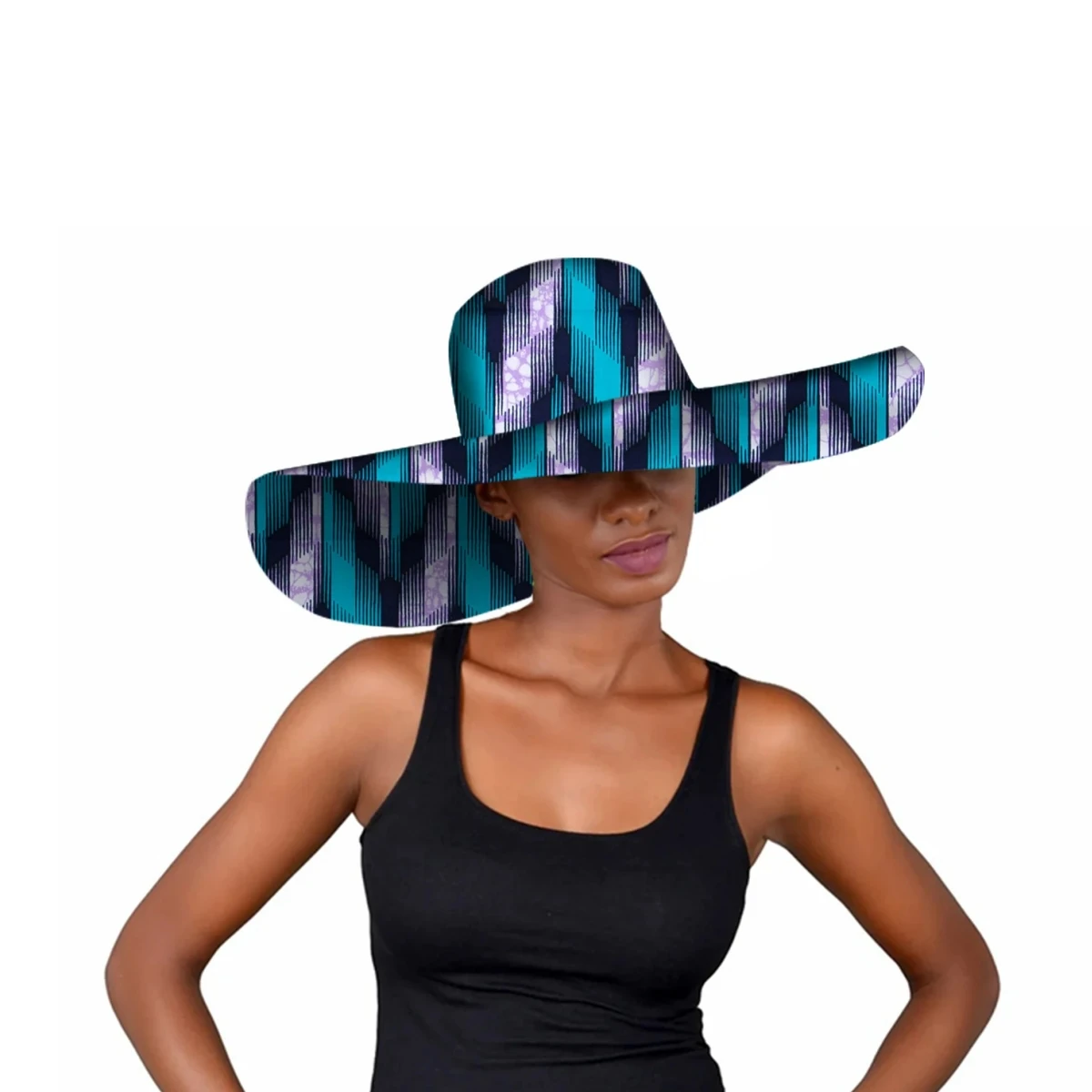 

African Fashion Style Cap Hat for Women Handmade Ankara Print Summer Big Hats Cotton Fabric One Size WY5242