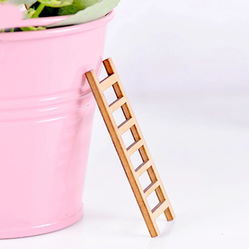 

15Pcs Simulation Ladder Wooden Stairs Mini House Decor Micro Landscape Adornment Delicate Ladder Decoration Sand Table