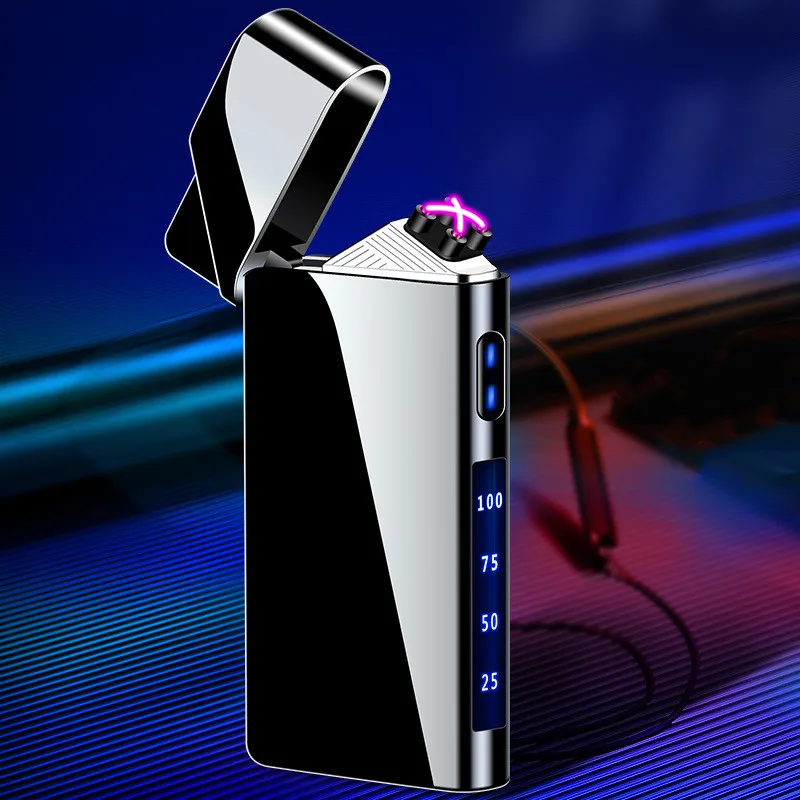 

New Metal Flameless USB Lighter Outdoor Windproof Lighter Power Display Digital Touch Induction Ignition Men's High-end Gift