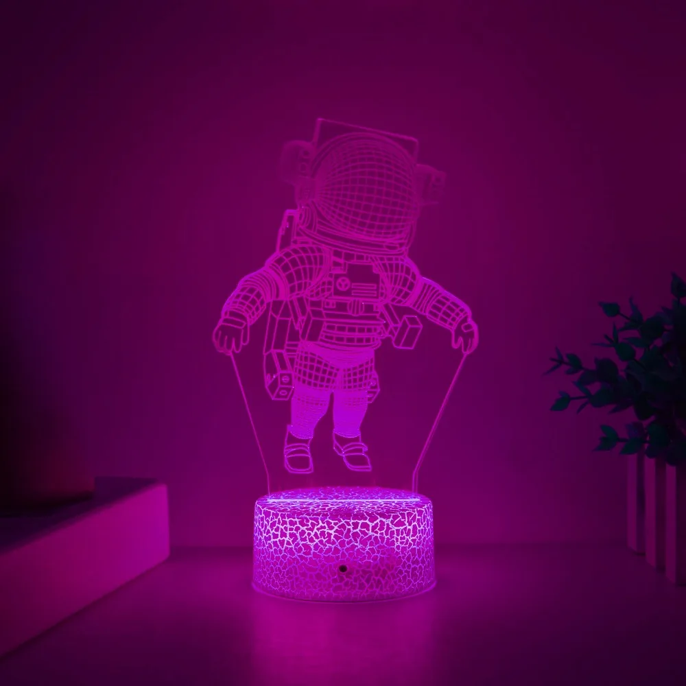 Astronaut 3D Night Light for Kids Room Decor LED Illusion Bedside Table Lamp 7 Color Changing Nightlight Birthday Christmas Gift