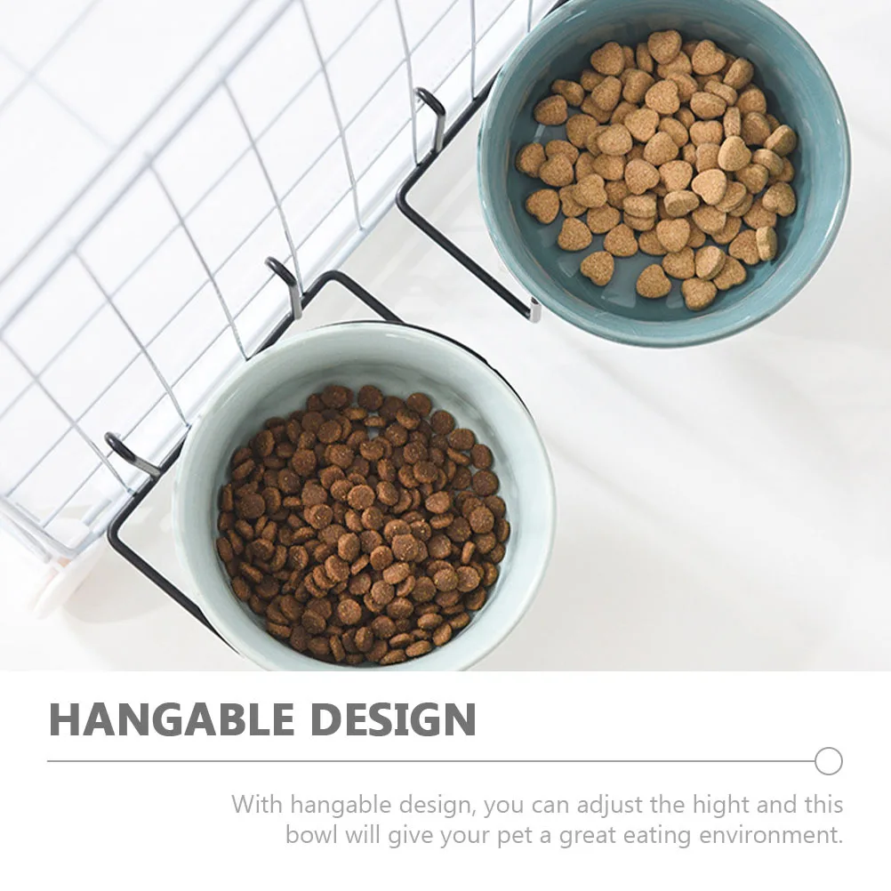 

1Set Suspended Pet Feeding Bowl Premium Ceramic Cat Dog Cage Kitten Rack Holder Small Puppy Water Container Compact Household