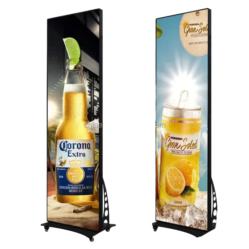 Indoor Digital Signage Fold-Able LED Poster Display Screen 4K IP65 Waterproof HDR10+ 500cd WiFi 4G USB P2.5 LED Banners Video