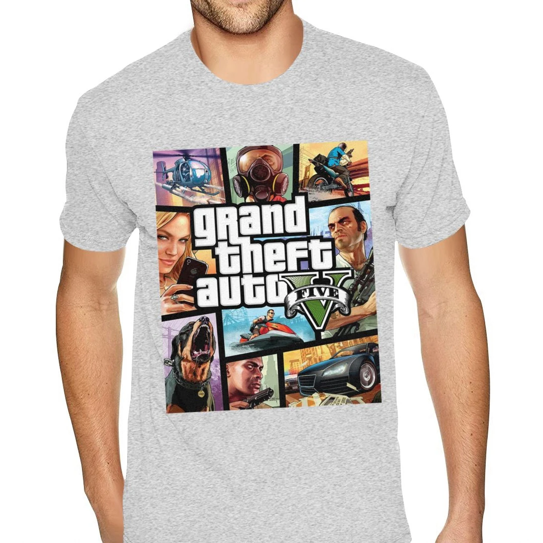 Game GTA 5 Cotton T-Shirts Grand Theft Auto Print Men Women Streetwear Short Sleeve T Shirt Harajuku Unisex Tees Tops Clothing