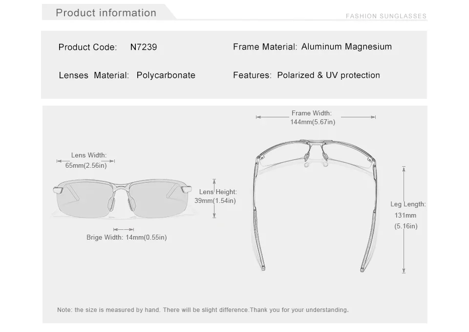 KINGSEVEN Marke Upgrade männer Aluminium Sonnenbrille Hohe Qualität Polarisierte Randlose Einfache Outdoor Sport Brillen – Detail 1