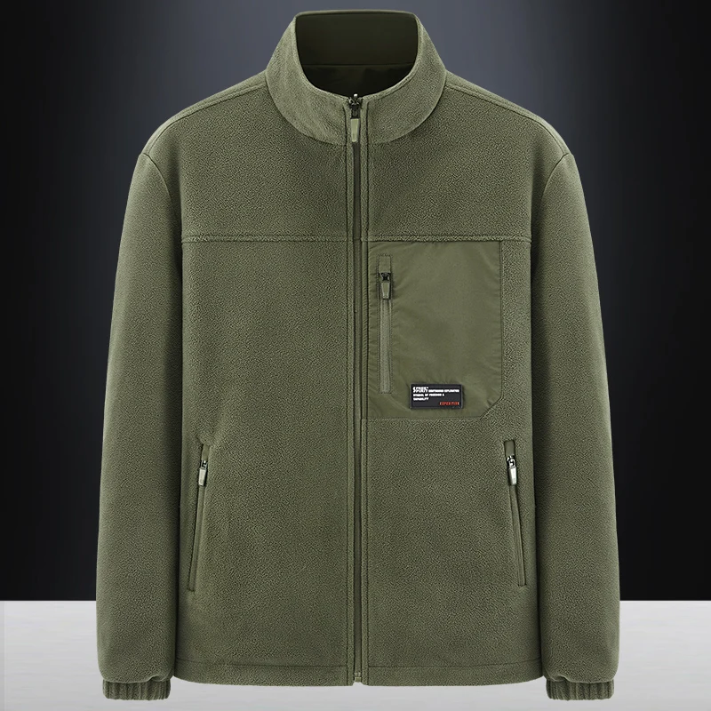 Abrigo Polar de doble cara para hombre, chaqueta gruesa con cuello levantado para jóvenes, camisa holgada de talla grande, otoño e invierno, 2024