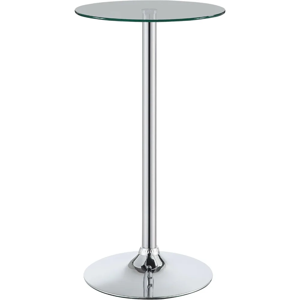 

24-inch Round Bar Table with A Transparent Tempered Glass Top and Base