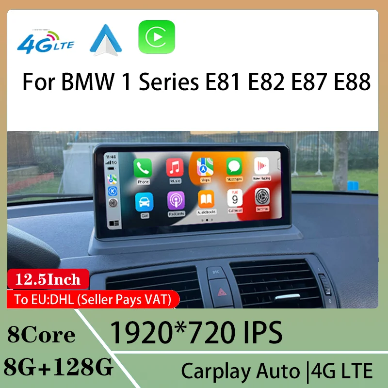 

12.5" ID8 Android13 System Apple Carplay For BMW 1 Series E81 E82 E87 E88 Car Video Player Central Multimedia Automotive Stereo