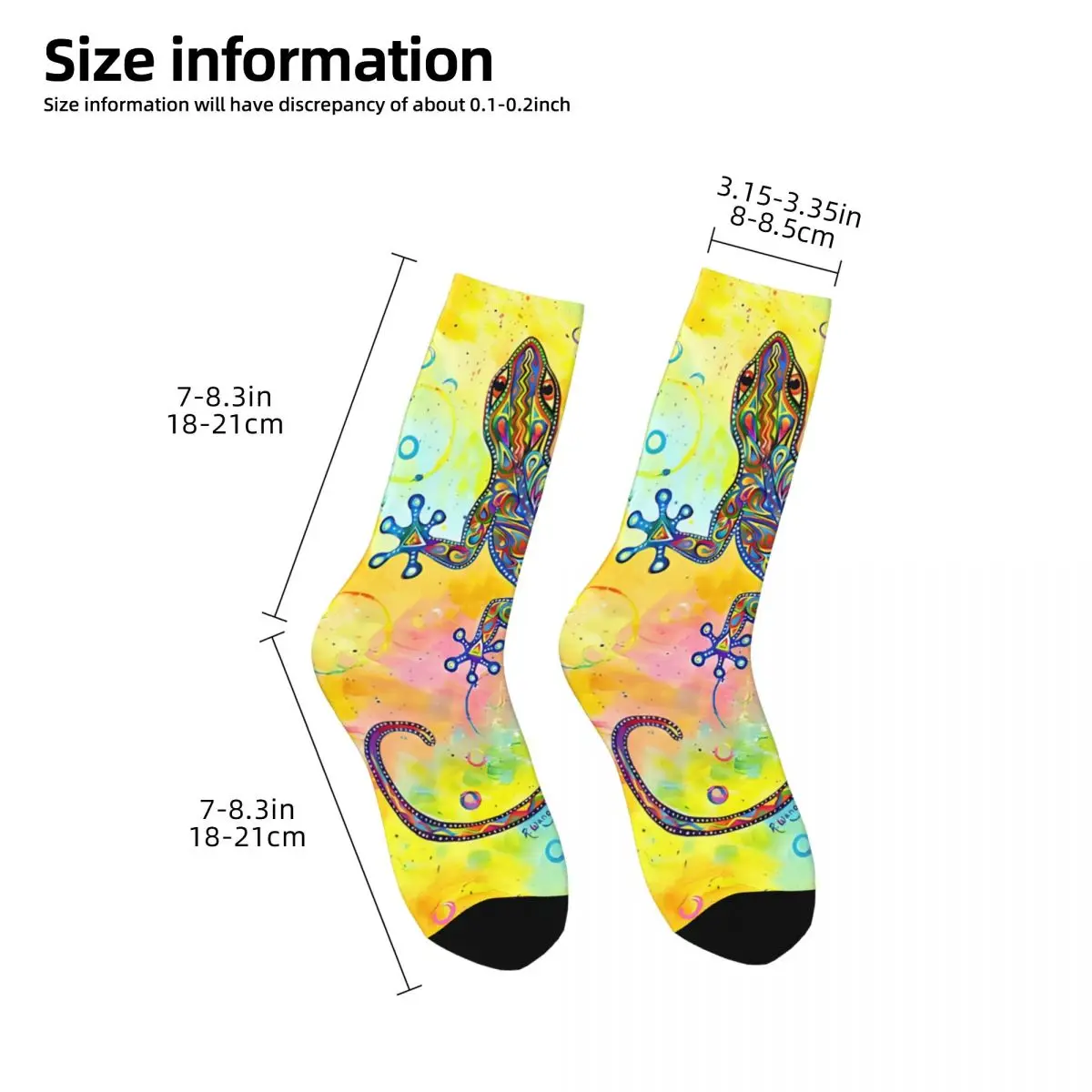 Funny Crazy Sock for Men Electric Groovy Gecko Psychedelic Paisley Lizard Hip Hop Pattern Printed Crew Sock Seamless Gift