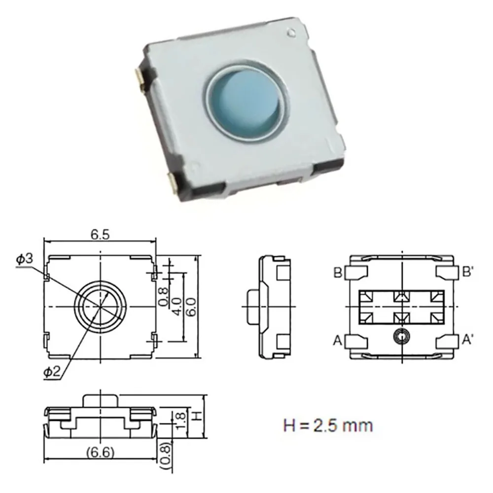 2-10pcs Silicone Keypad Switches for Xiaomi Microsoft Arc Touch Sculpt Blue Shadow 4000 6x6x2.5mm Mouse Microswitch Patch