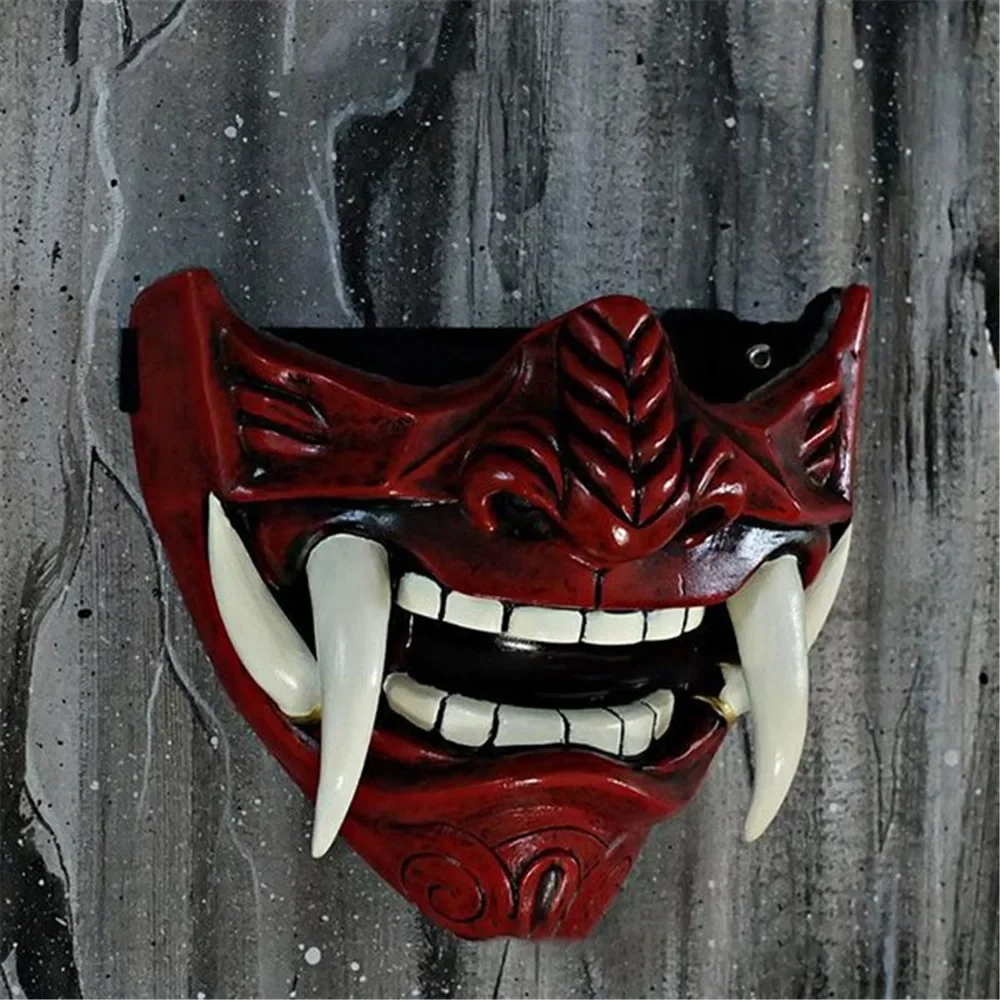 Máscara de demonio de Samurai Oni japonés, Cosplay de Horror, Prajna Hannya, máscaras de plástico gruesas, accesorios de disfraces para fiesta de