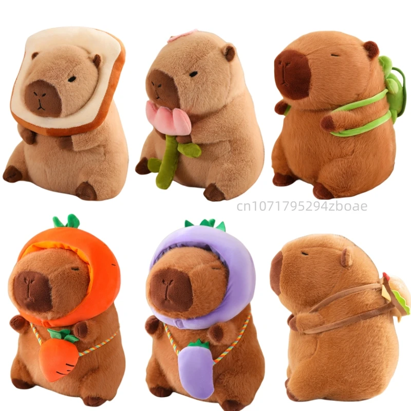 Kawaii Transform Capybara Series Plush Doll Capybara Transform Bread Bouquet Avocado Dinosaur Unicorn Rabbit Fun Plush Doll