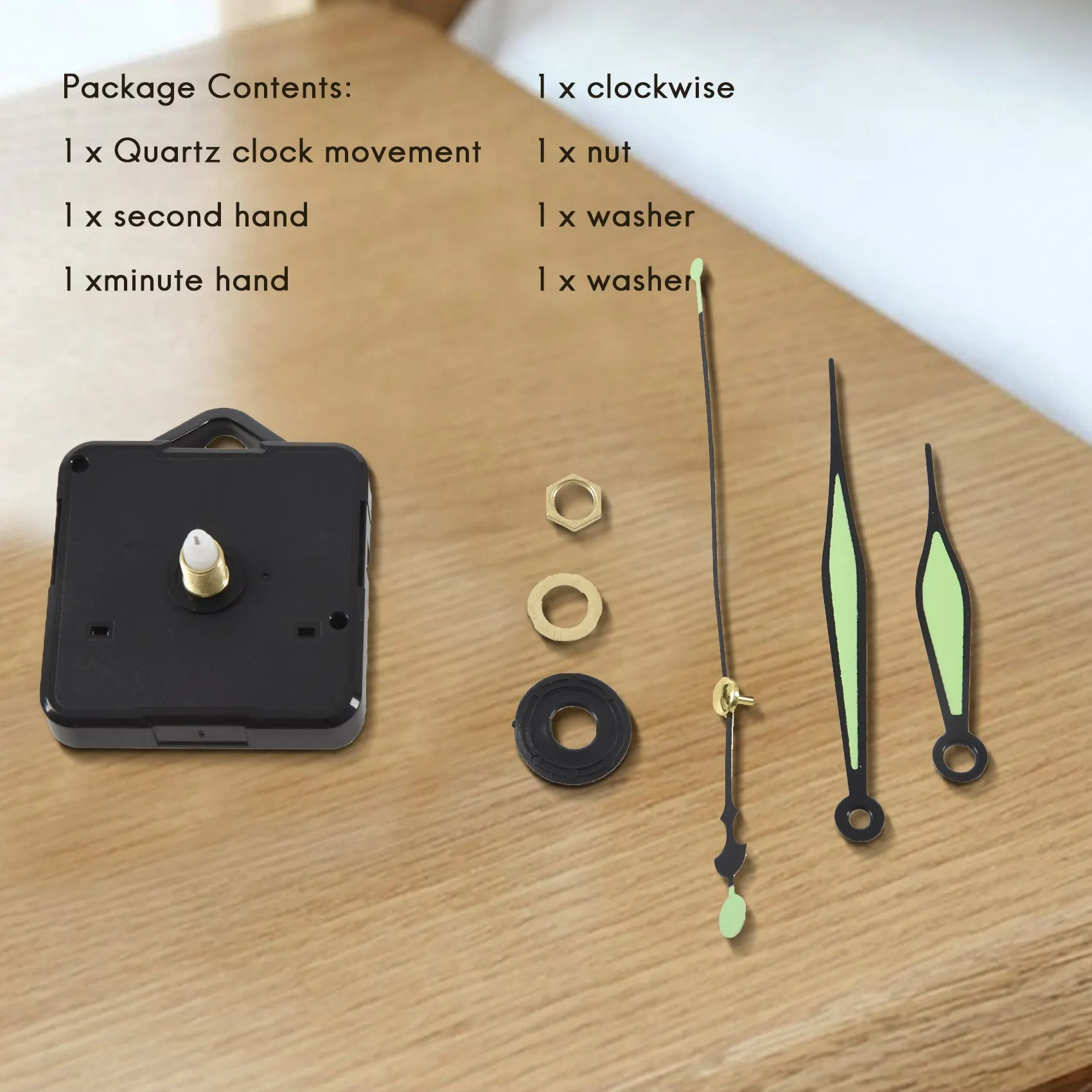 Quartz Clock Movement Mechanism DIY Repair Parts + Luminous Hands